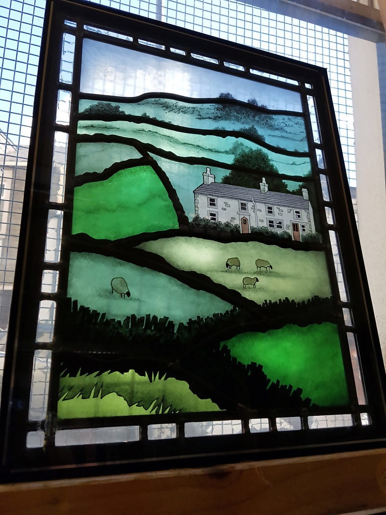Yorkshire Dales Stained Glass Door Panel