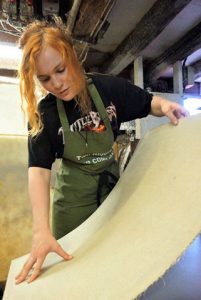 Zoe Collis, apprentice papermaker at Two Rivers Paper (photo by Alison Jane Hoare)