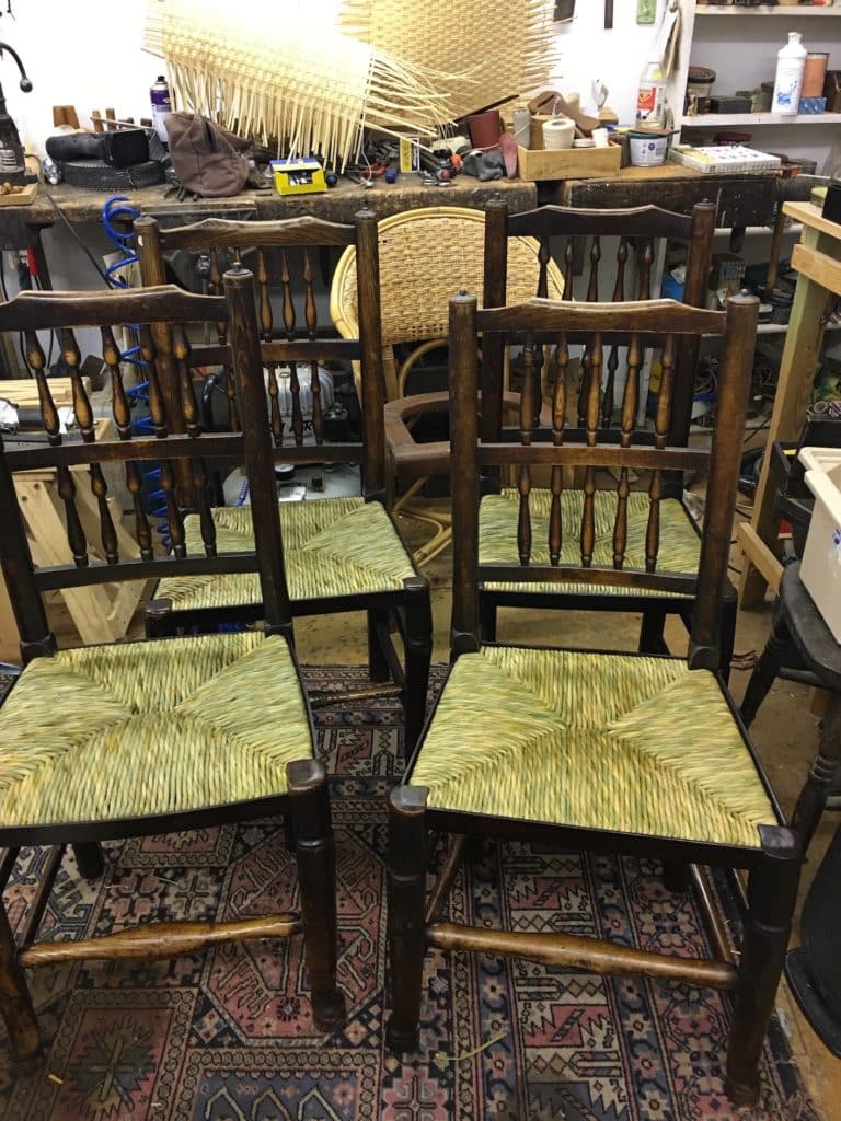 Spindle Back Rush Chairs
