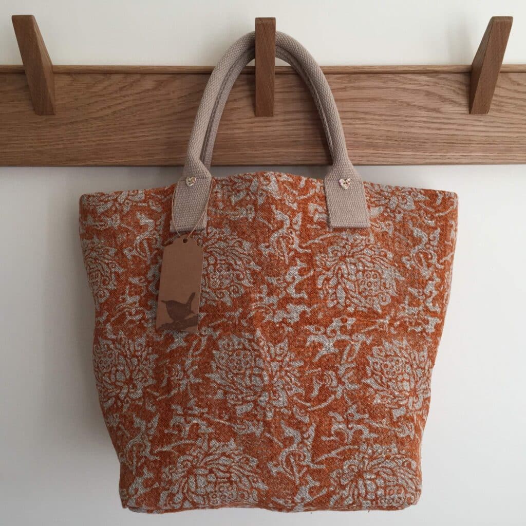 Hand Block Printed Chrysanthemum Tote Bag