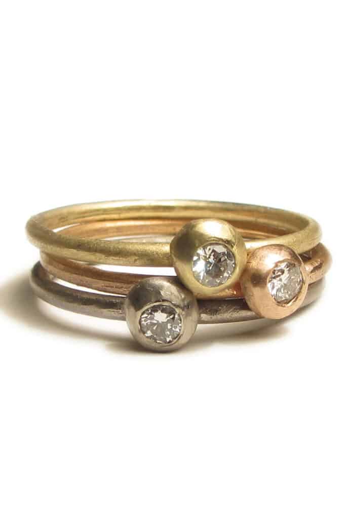 18ct gold and diamonds stacking rings