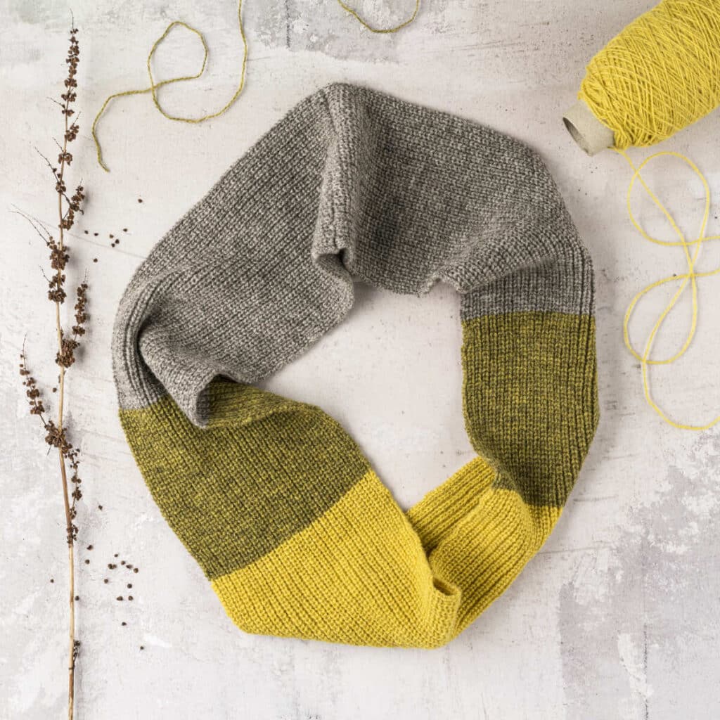 Colour Block Circle Scarf – Weld Yellow and Grey