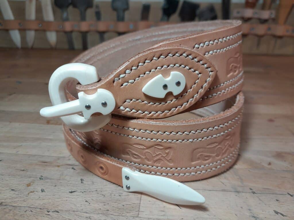 Anglo Saxon Belt with a reclaimed Walrus Ivory Buckle