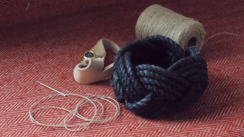 Knotted basket with natural dye