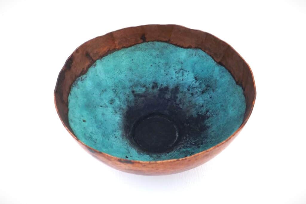 Small Copper Bowl with Verdigris interior