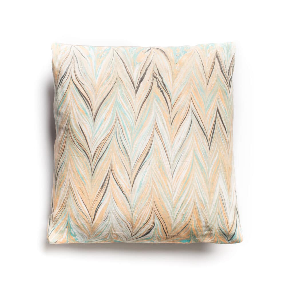 Marbled linen cushion, Chevron