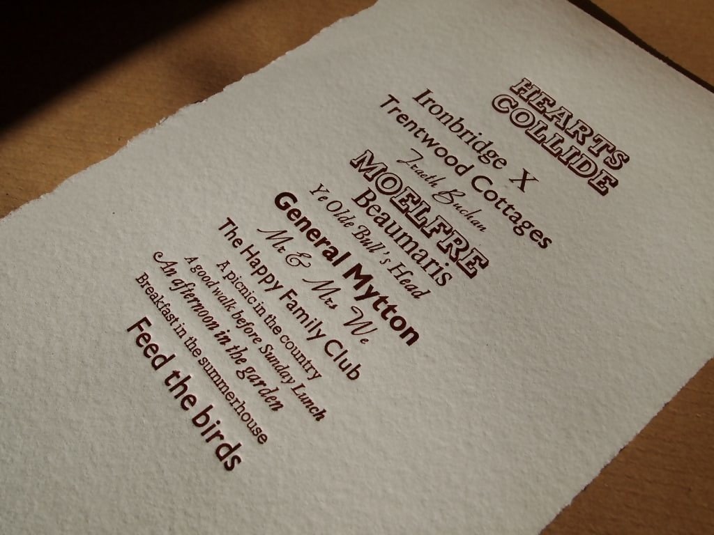 Handset letterpress prints