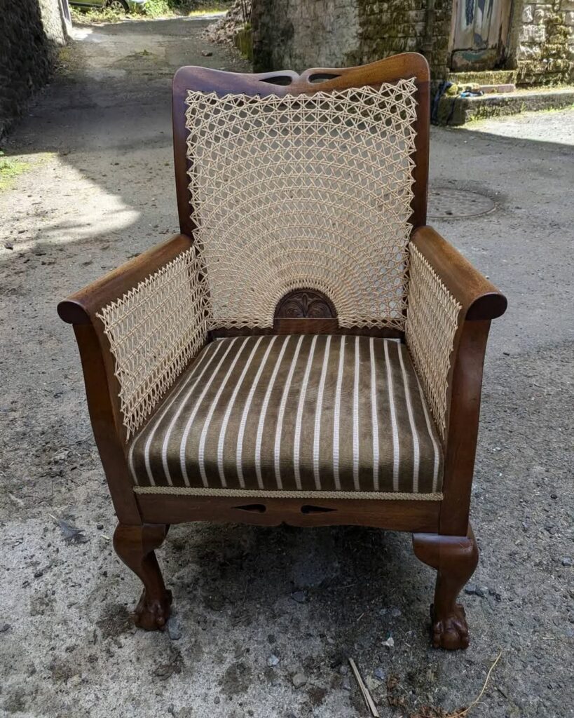 Art Deco Sunburst Arm chair fully recaned