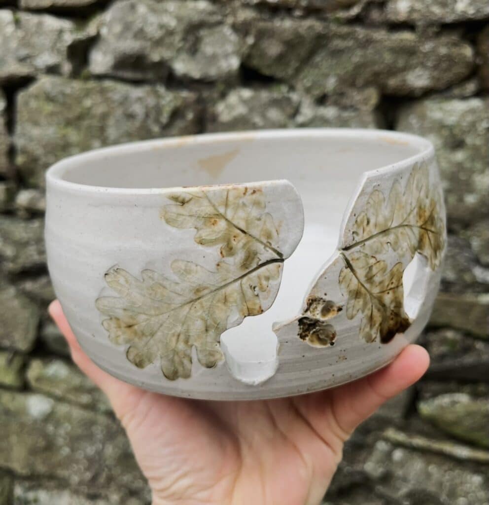 Oak and acorn yarn bowl