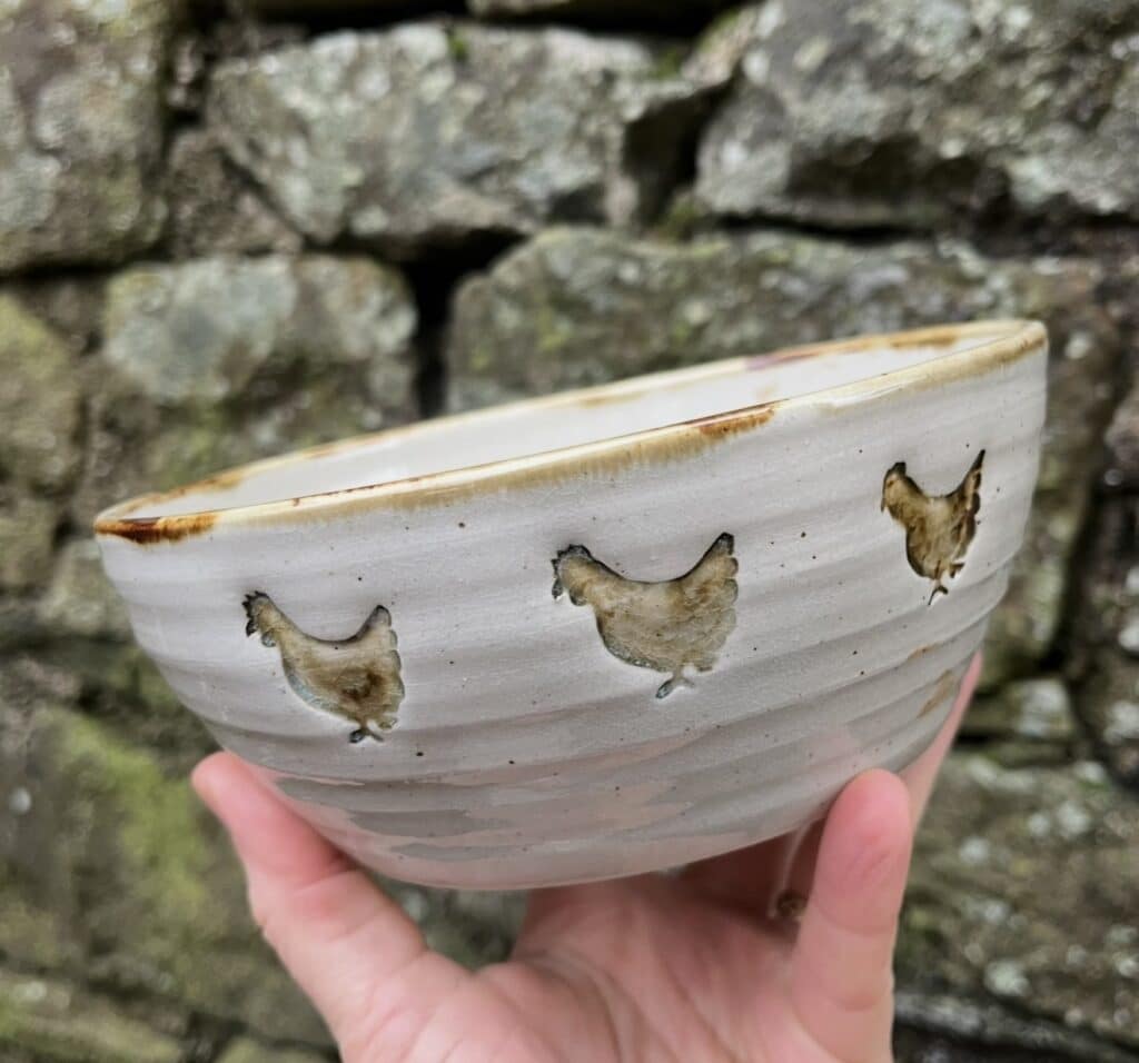 Chicken soup bowl with thistle ash and gritstone