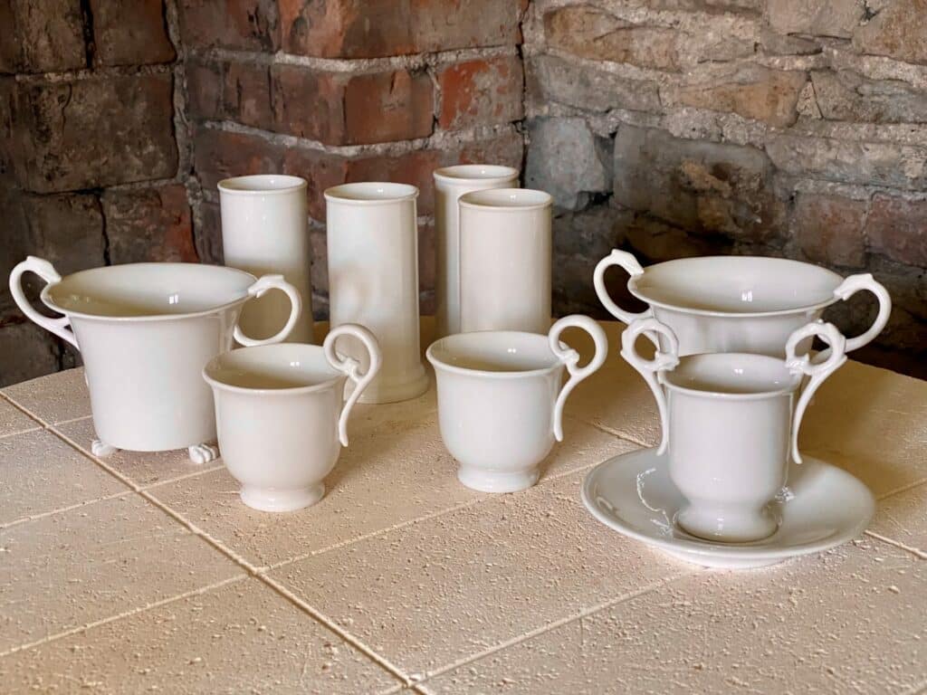 Cabinet cups made from rediscovered Nantgarw porcelain recipe