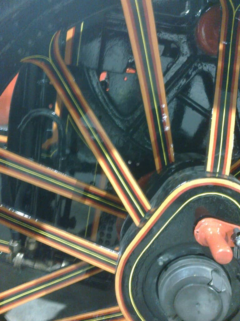coach lining on steam engine