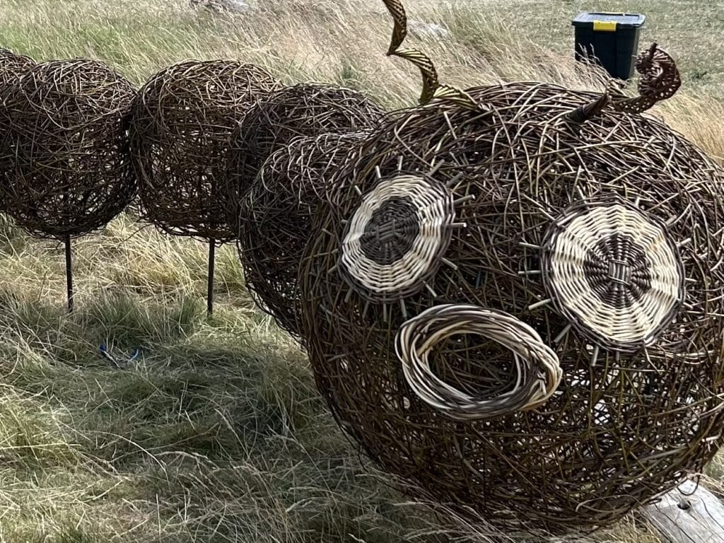 Large 3D caterpillar at a school