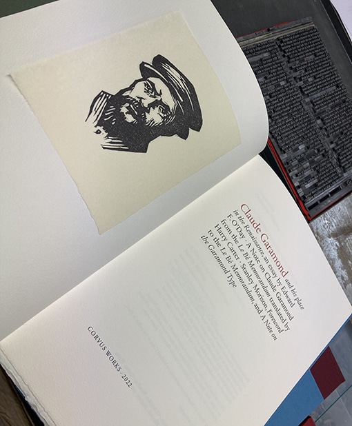 Title page for a book exploring the work of type founder ‘Claude Garamond’