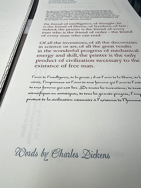 Specimen showing some of the rare printing types at Corvus Works