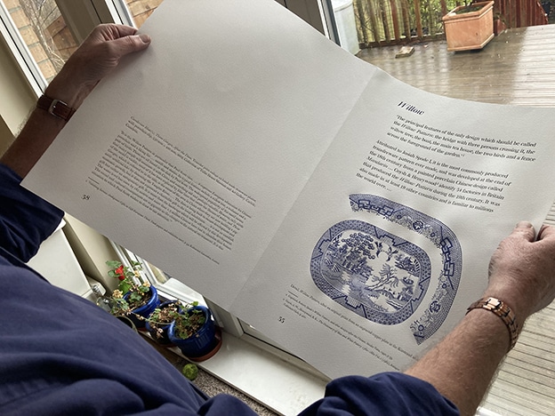 Checking a sheet for Paul Scott’s artists book, ‘Cumbrian Blue(s)’