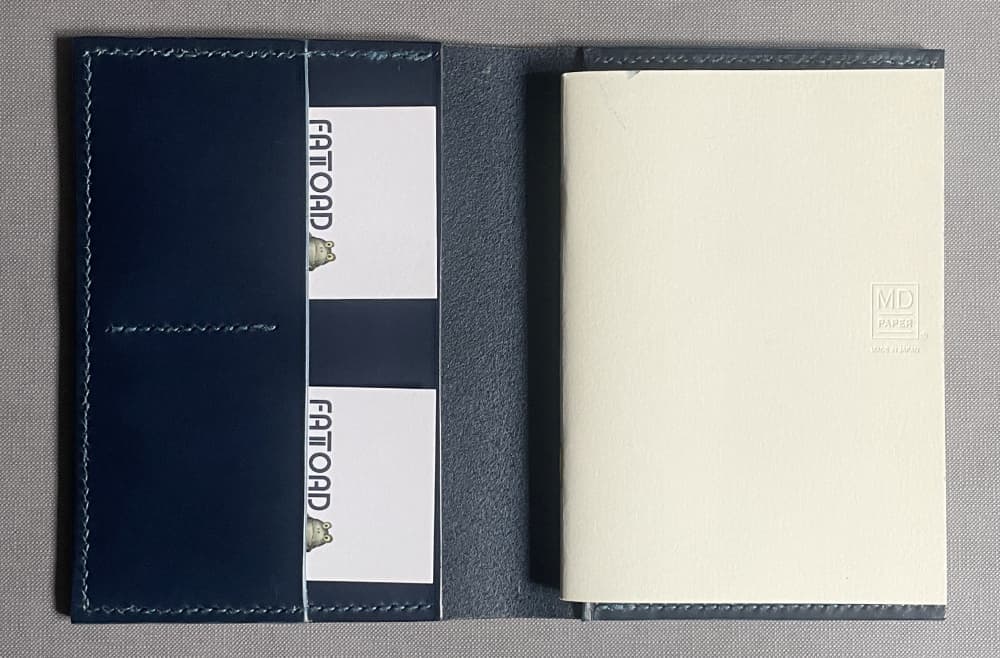 Pocket Notes is a hand-stitched A6 notebook holder in Lamport leather, made for everyday notes