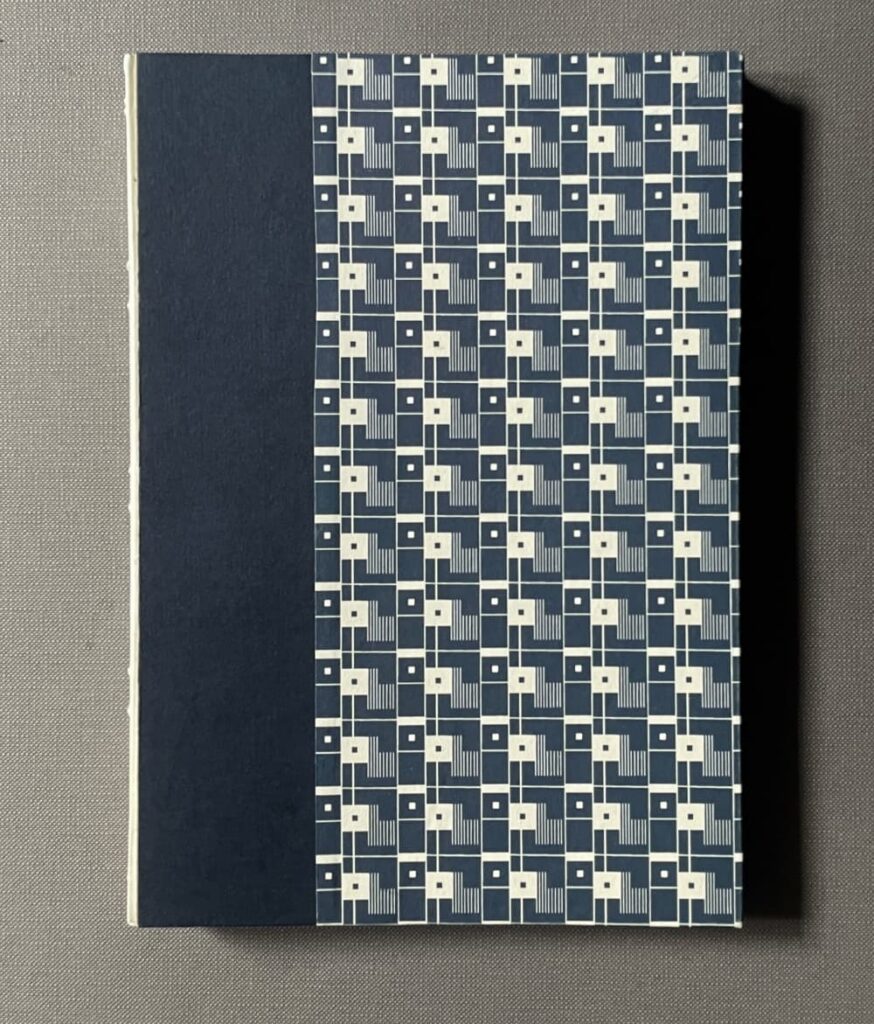 Desk Book – Colorplan Imperial blue side paper with Esme Winter Squares pattern paper.