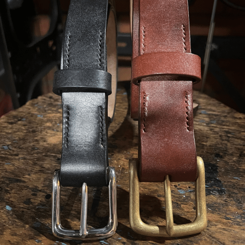 Powder oak bark tanned leather belts