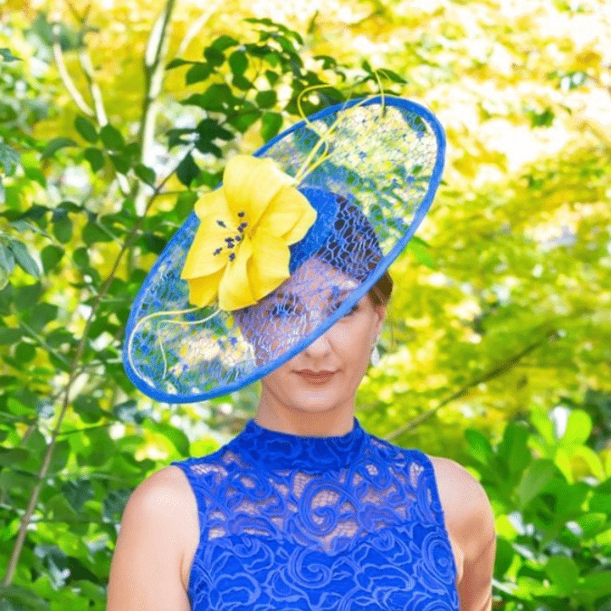 Blue and Yellow Perching Fascinator by Isabella Josie