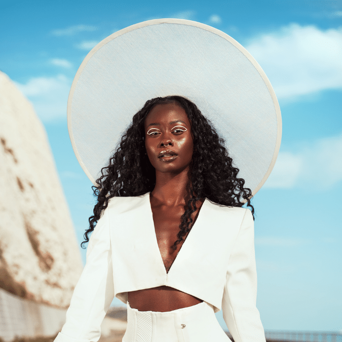 White Boater hat by Isabella Josie