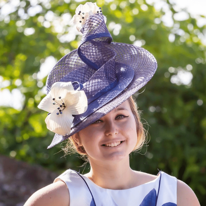 Navy Freeform Sculptural Hat by Isabella Josie