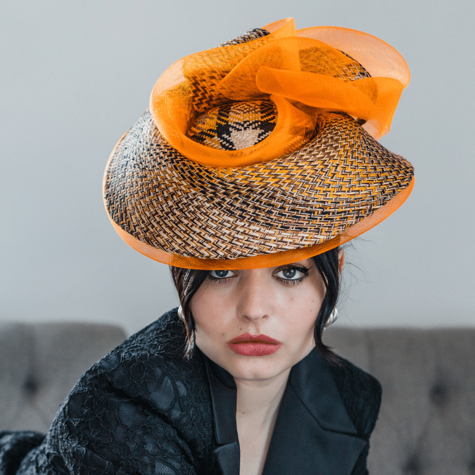 Orange Buntal Straw Hat by Isabella Josie