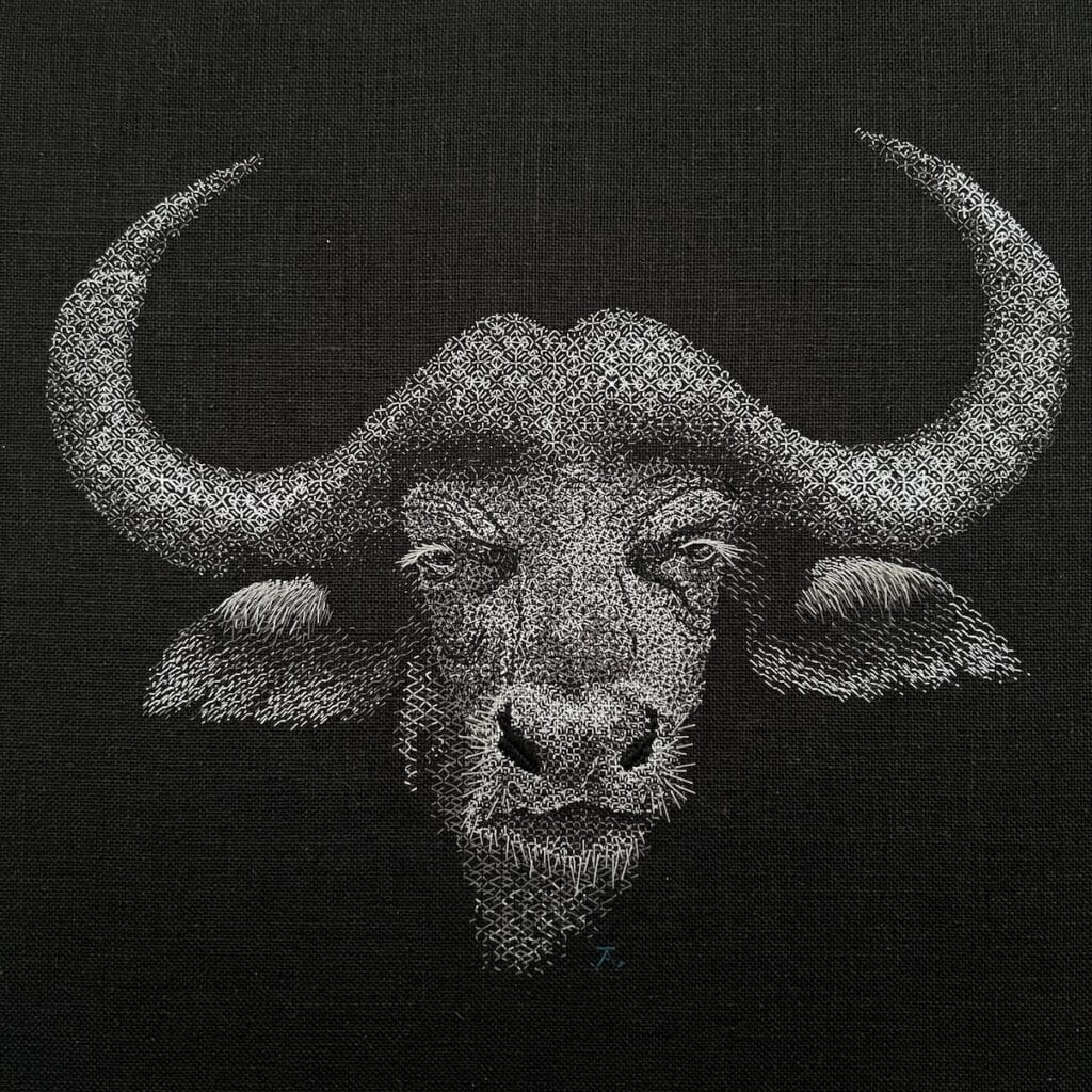 Shaded Blackwork Embroidery