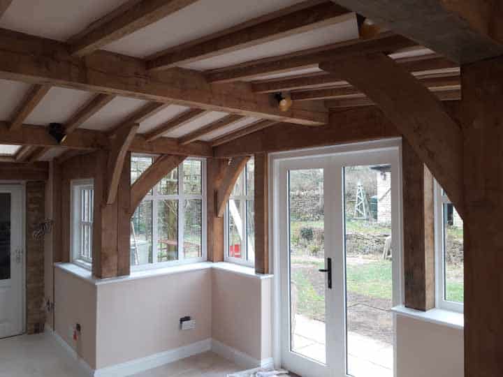 New oak frame at a listed cottage