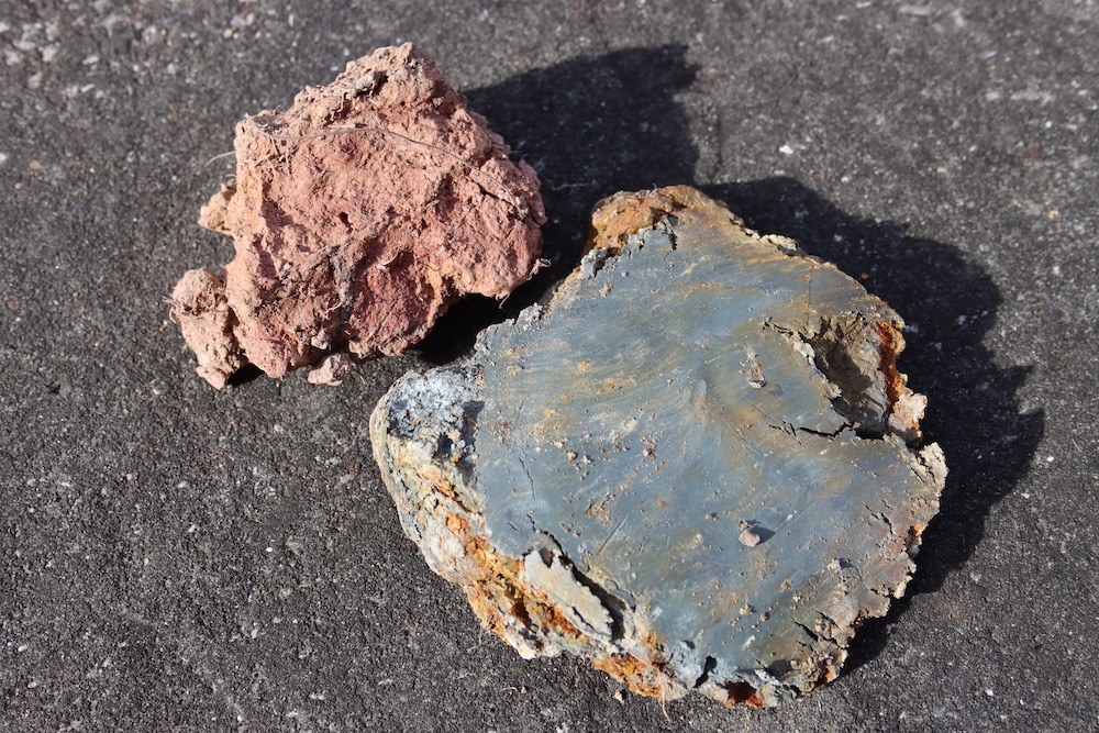 Blue and pink local clay