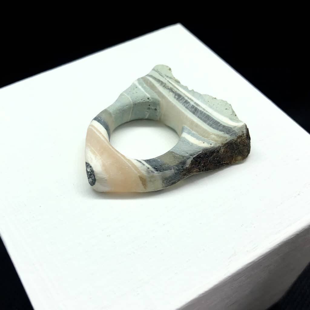 Boatite ring – hand carved from waste boat paint run-off