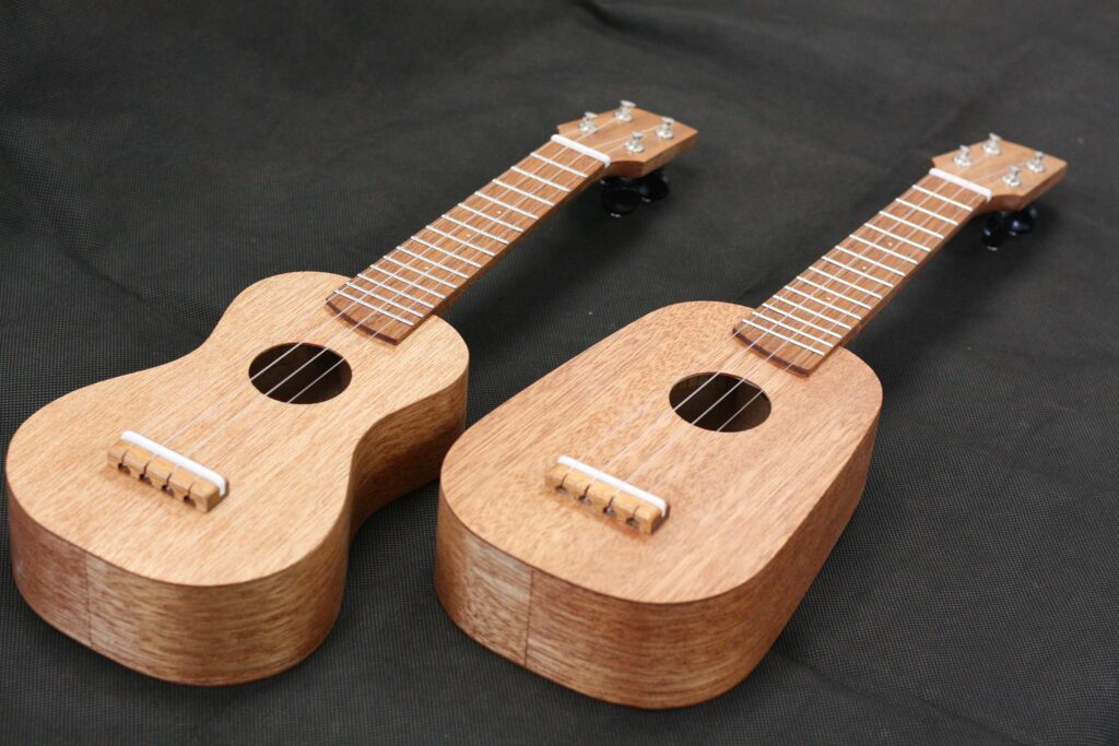 Soprano ukuleles (standard and pineapple shapes)