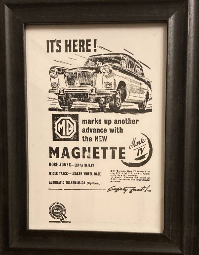 MG Magnette framed classic car art