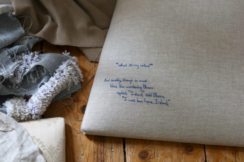 Hand embroidered Irish linen