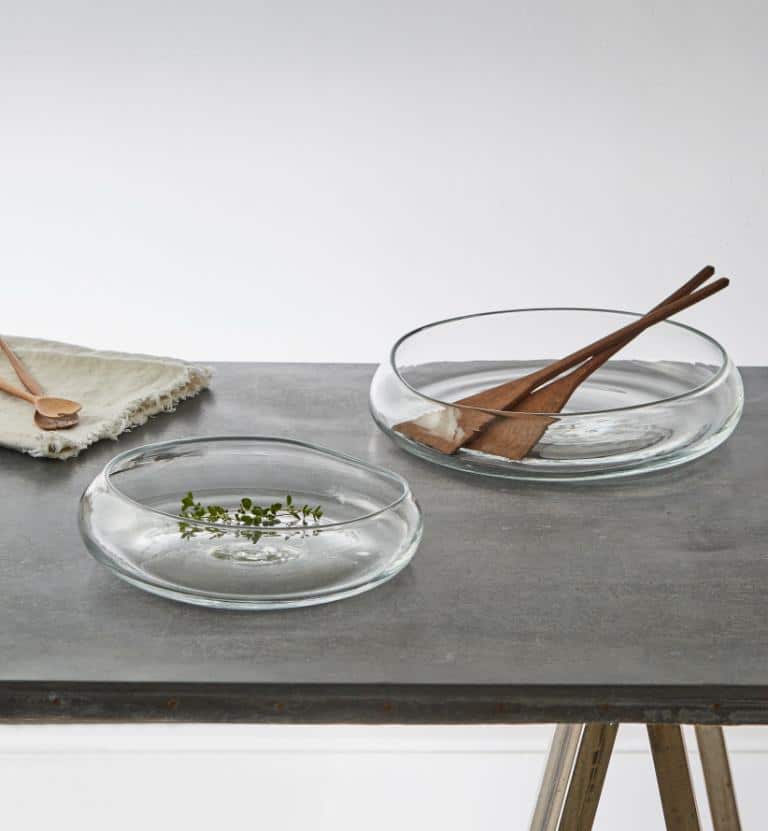 Glass Salad Bowl and Servers