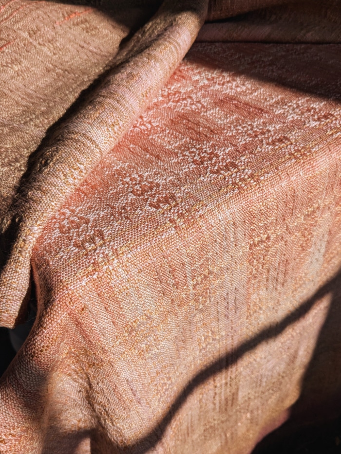 Naturally dyed handwoven shawl, detail