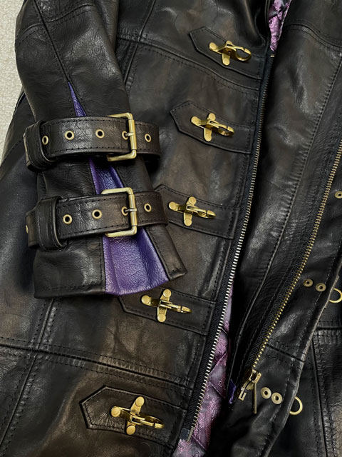 Details of a Custom Long Leather Coat