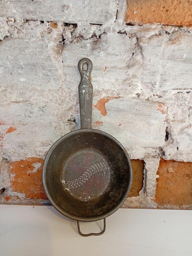 All the Pinks embroidered vintage colander