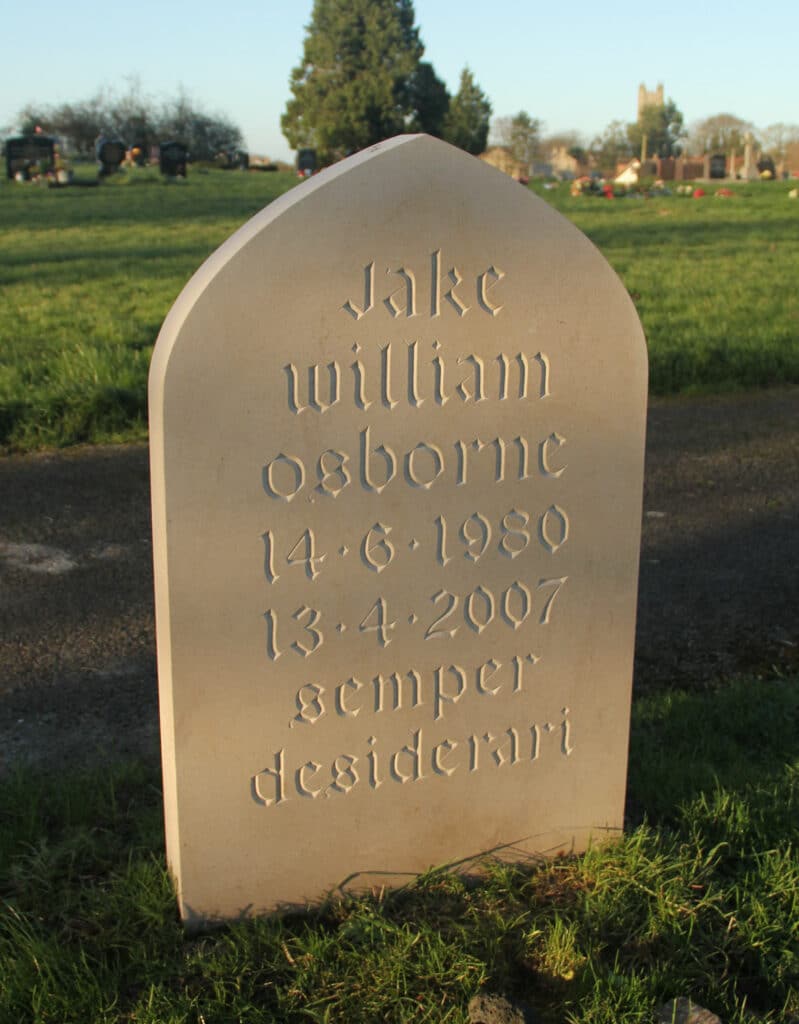 Headstone in Purbeck limestone