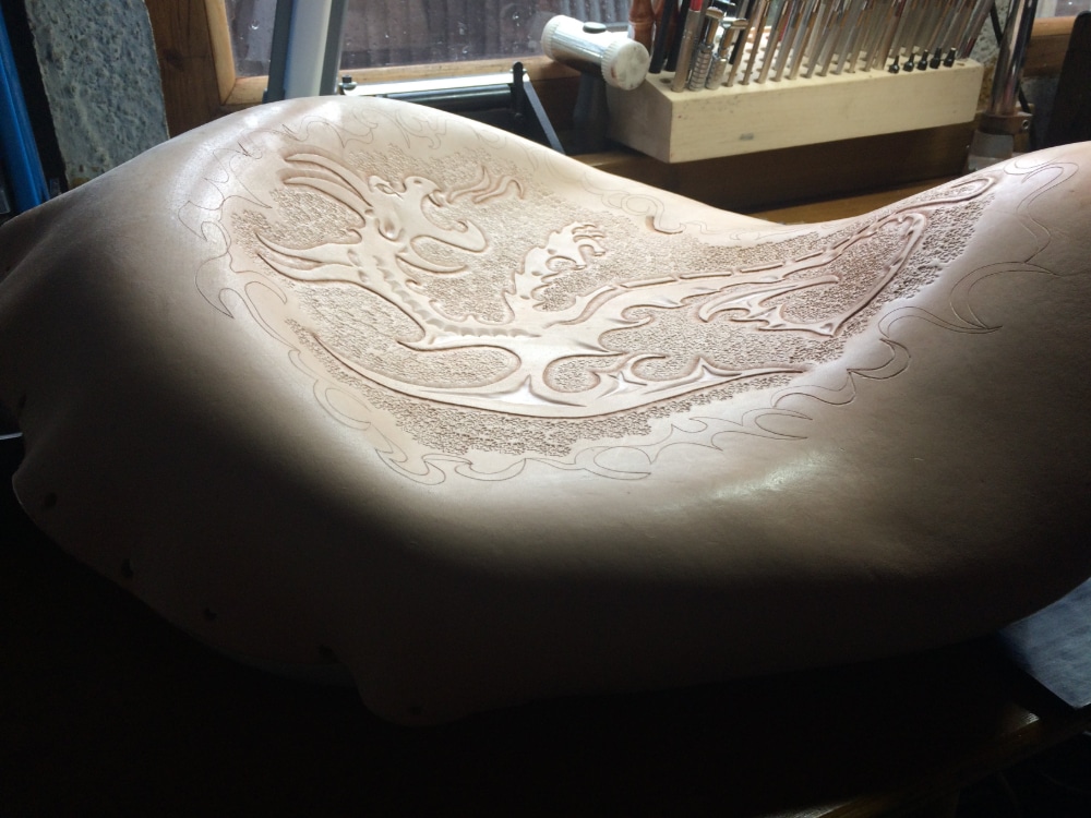 Hand tooling for a Harley Davidson saddle