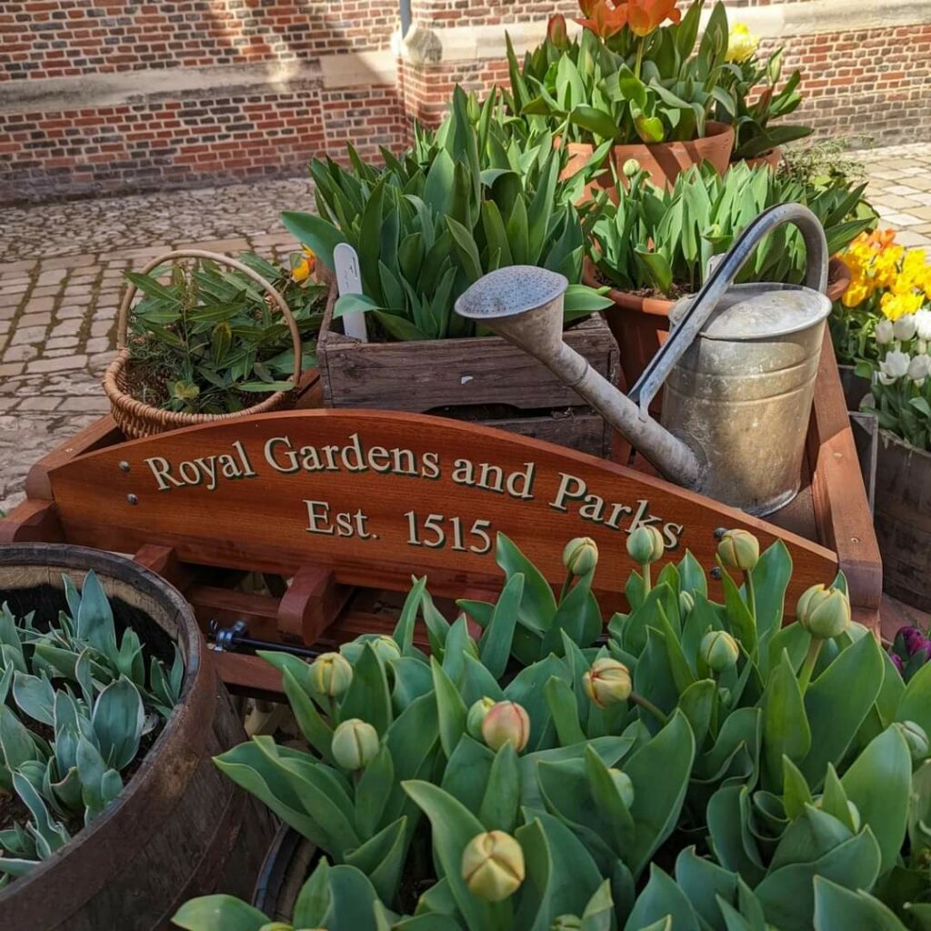 Lettering on a Flower cart at Hampton Court Palace
