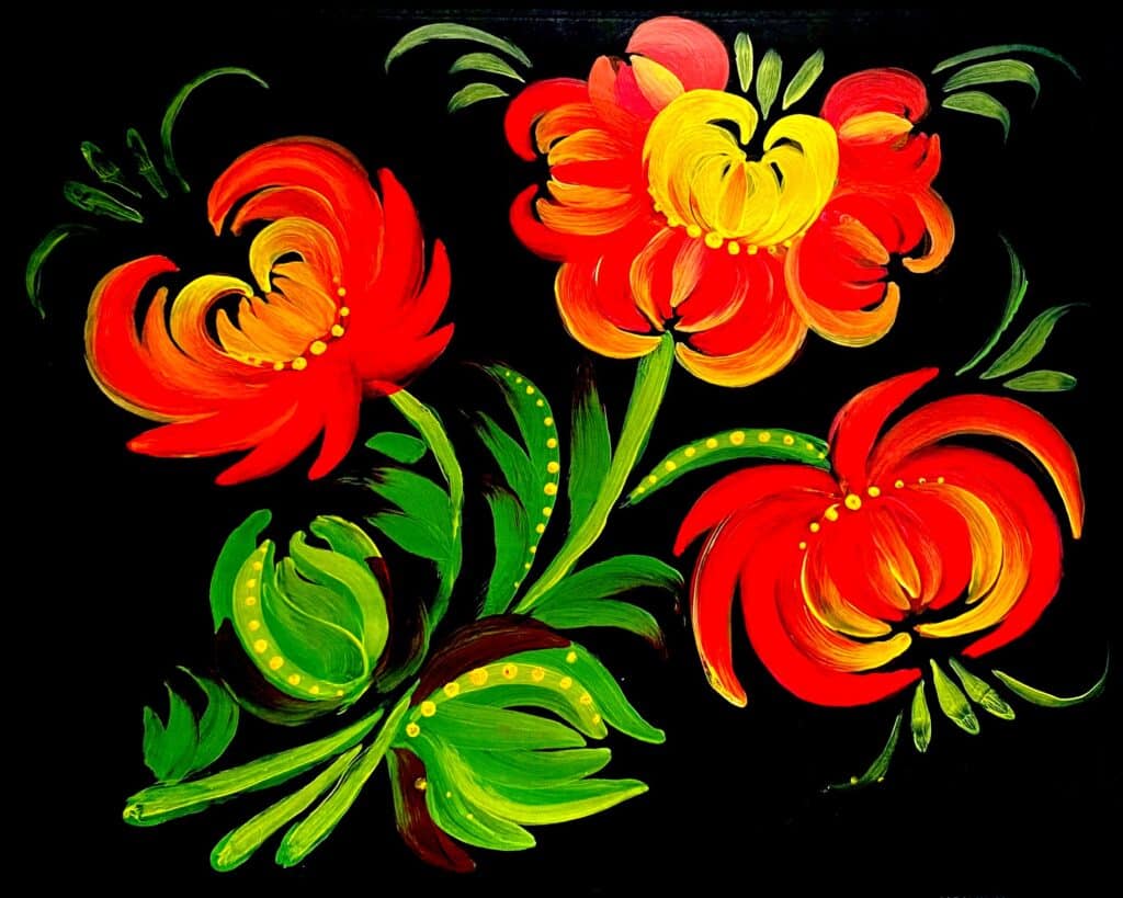 Petrykivka painting Flowers