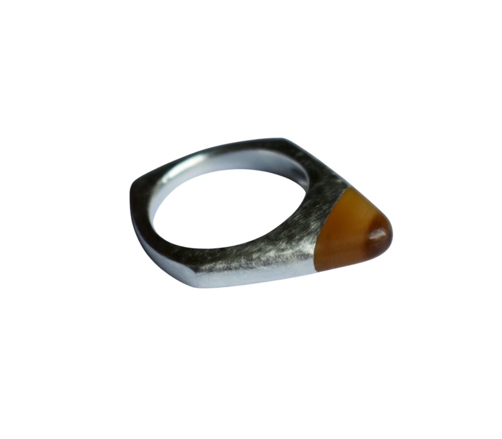 Whisky Horn ‘Stirrup’ Ring with Recycled Silver