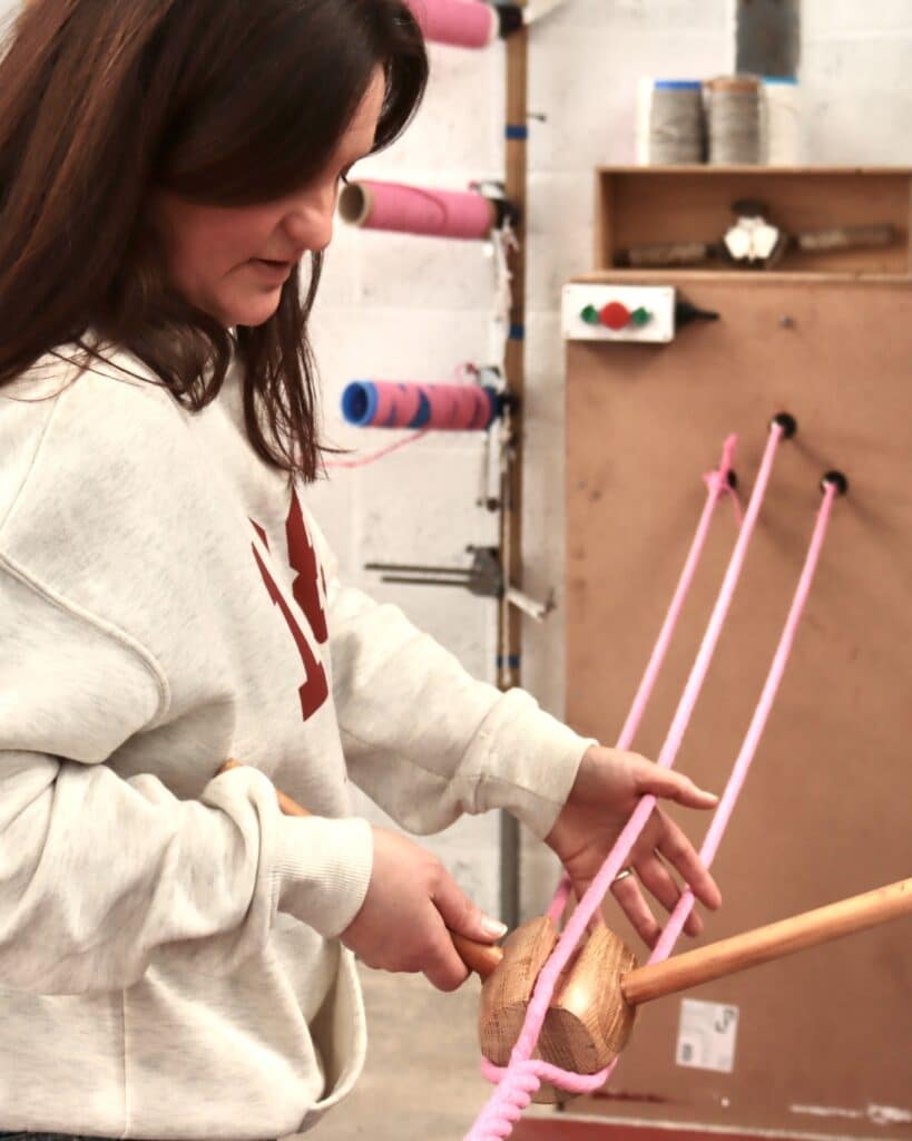 Walking the rope-walk with pink cotton