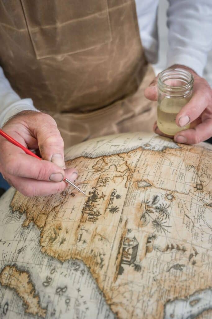 Hand tinting a globe