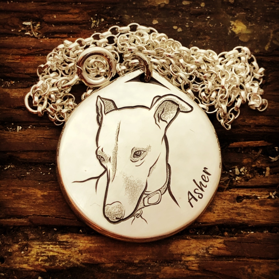Asher Whippet Strling Pendant