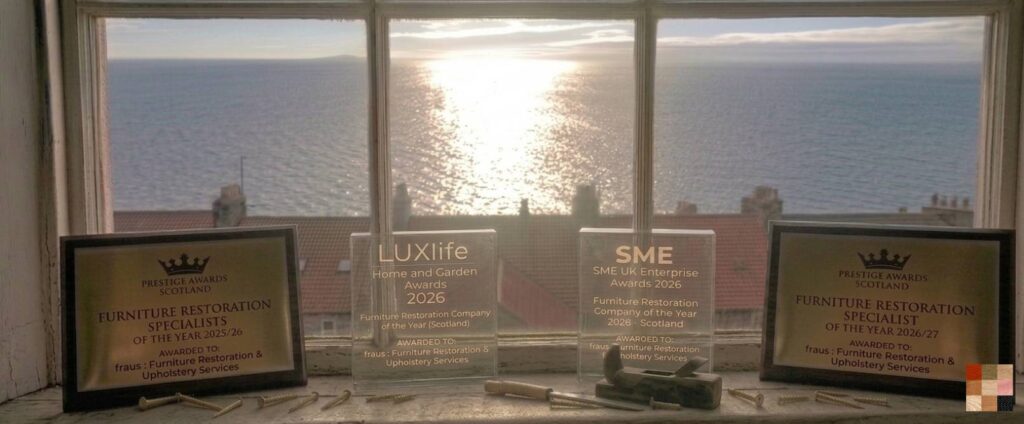 Four of the awards won by fraus : Furniture Restoration & Upholstery Services