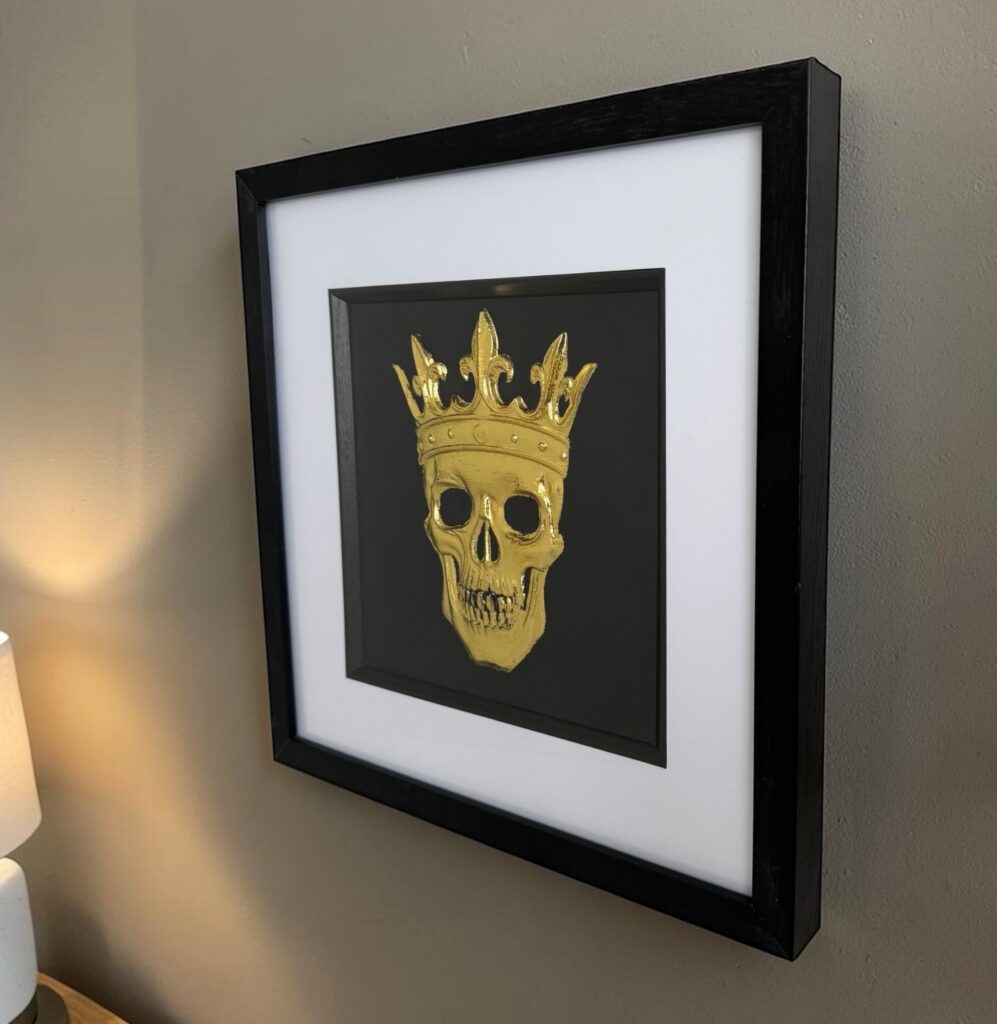 Gold leaf skull king framed wall art