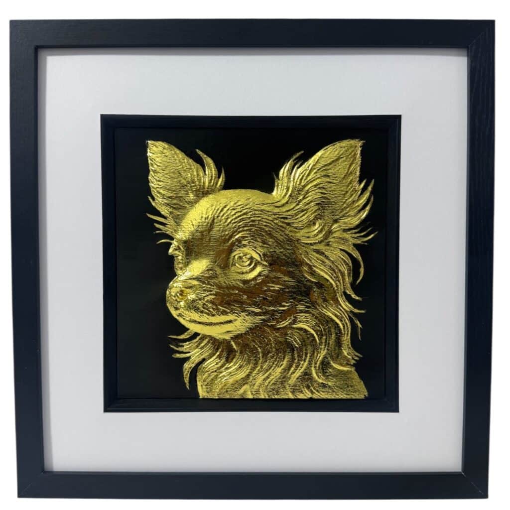 Gold leaf Chihuahua framed wall art