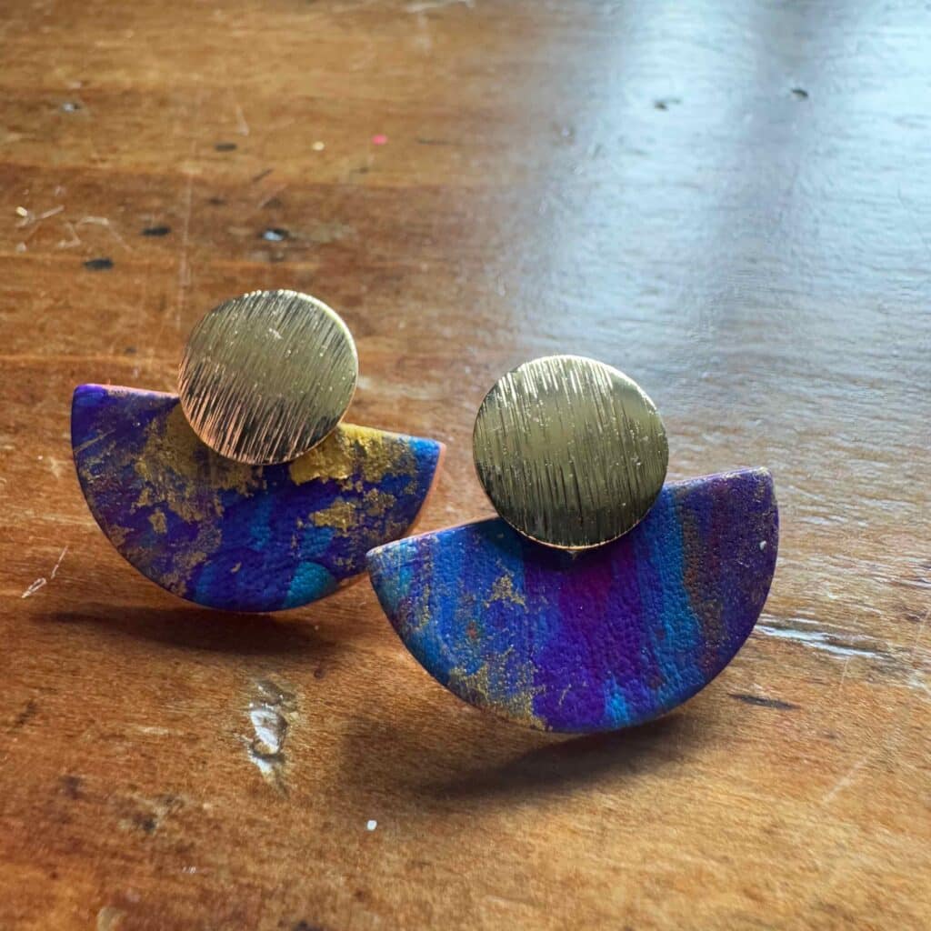 Hand painted leather earrings